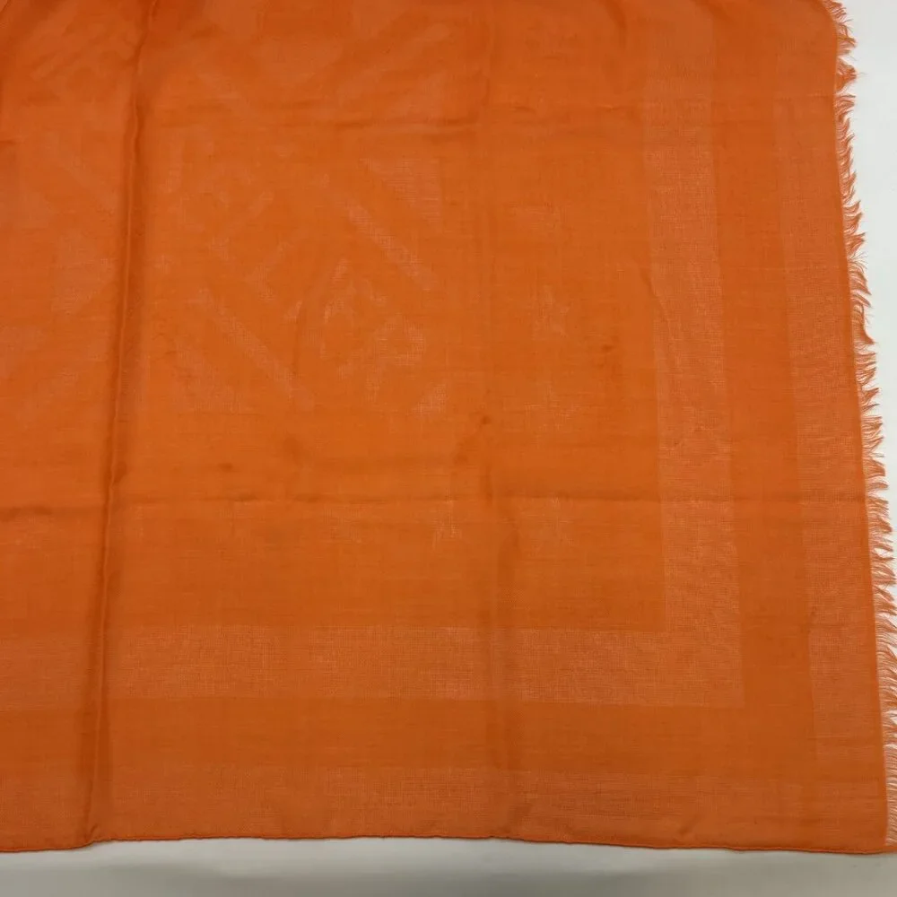 Authentic HERMES Stole Scarf Orange Cashmere #36634613 - Picture 8 of 12